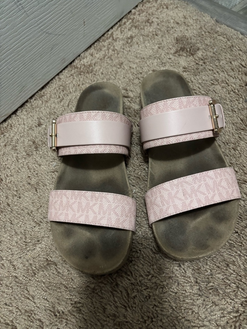 Michael Kors Pale Pink AND Cream Logo Strap Sandals Size 8